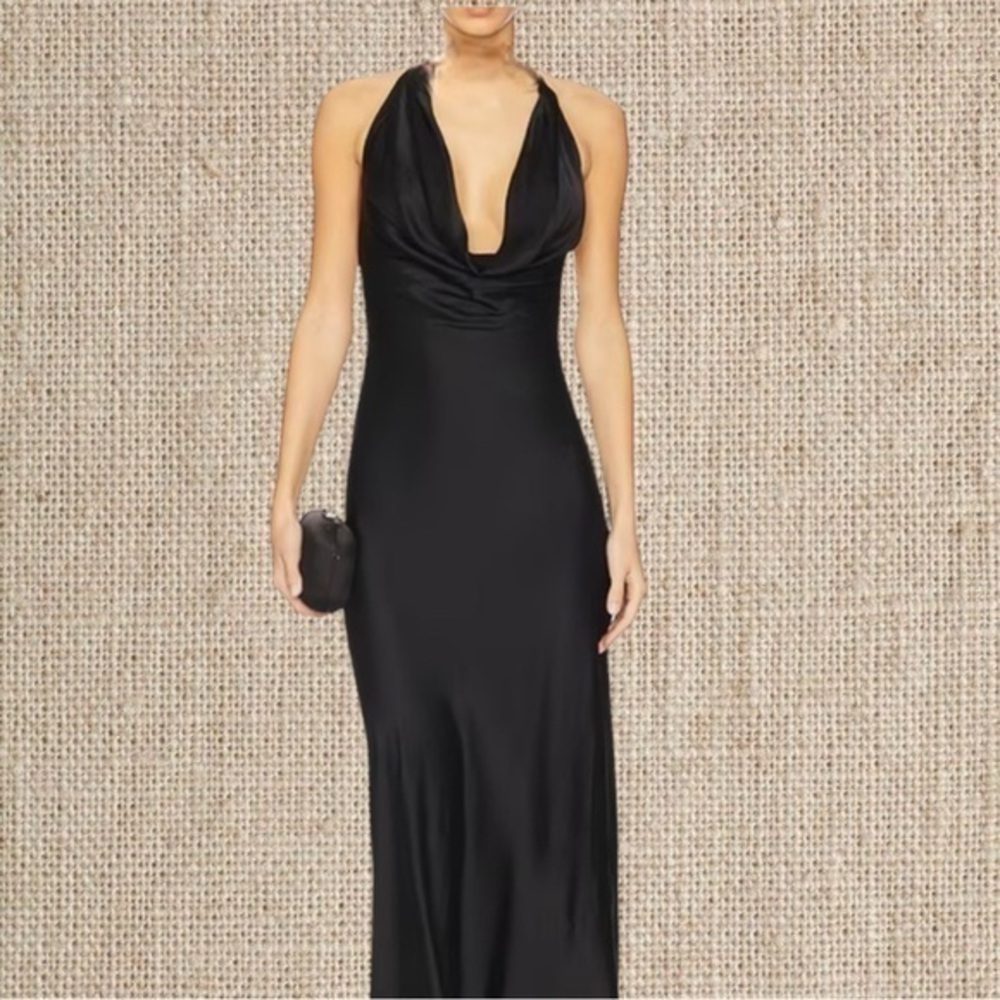 Black long cocktail dress with open back - Picture 1 of 1